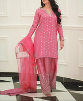 Grace Z-(S1203) - Stitched Embroidered 3pc Sequence Lawn Dress With Embroidered Sequence Lawn Dupatta.